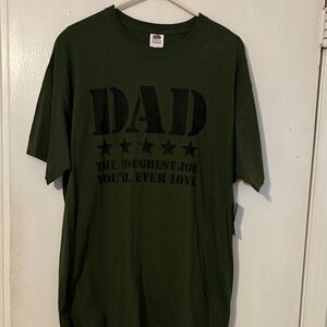 New Dad with tag Fruit of the Loom Olive 'DAD' Tee